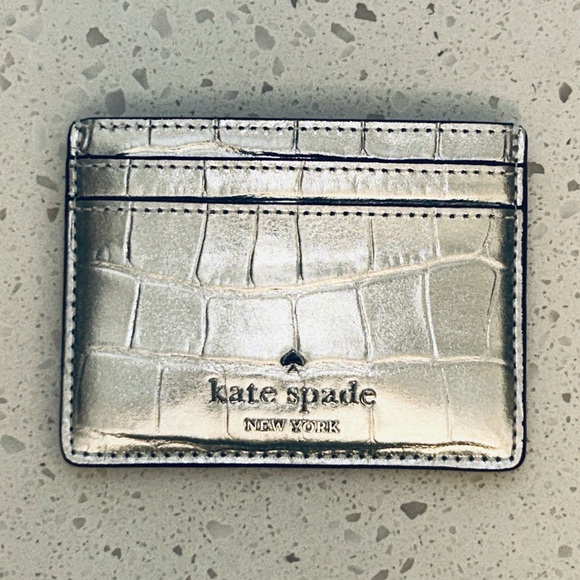 ♠️ Madison Croc Embossed Mini Crossbody & Slim Card Holder Silver Kate Spade NWT - Picture 14 of 17